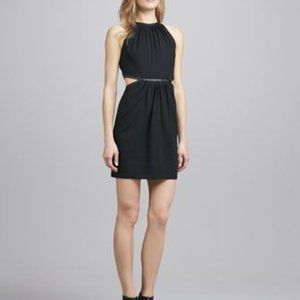 Alice & Trixie Black Faux Leather Trim Cutout Cocktail Dress size Small